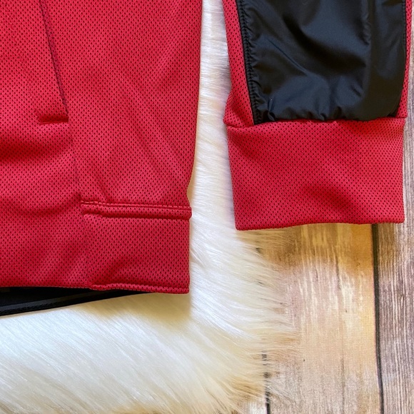 The North Face Men’s Logo Fleece Full Zip Red And Black Hoodie - Picture 3 of 8